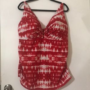 Lane Bryant/Cacique red and white swimsuit top